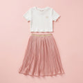 Conjunto Cropped e Saia Midi Plissada